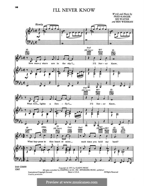 I'll Never Know (Elvis Presley): I'll Never Know (Elvis Presley) by Ben Weisman, Sid Wayne