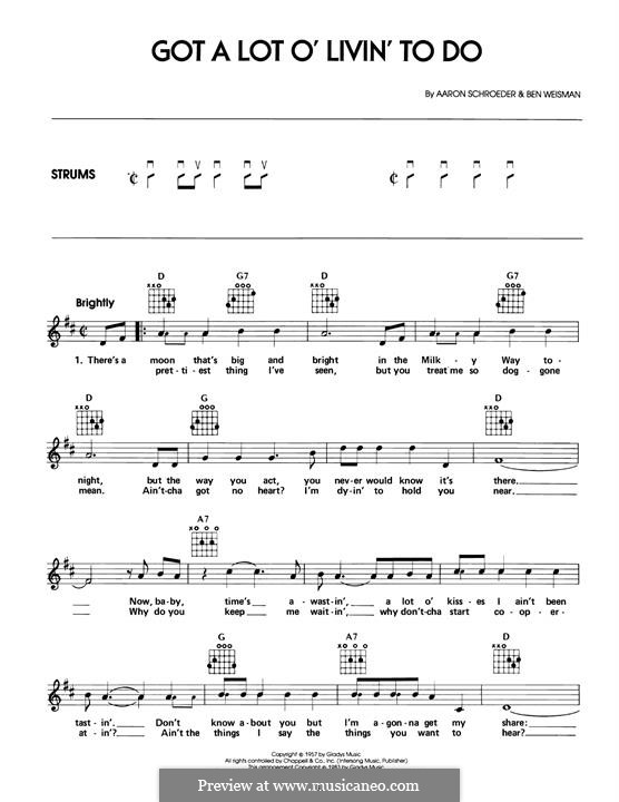 Got a Lot of Livin' to Do (Elvis Presley): Para Guitarra by Aaron Schroeder, Ben Weisman