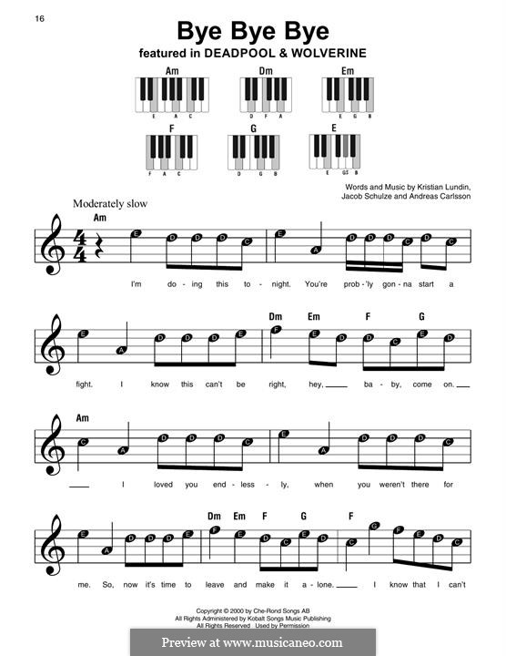 Bye Bye Bye (N Sync): Para Piano by Andreas Carlsson, Jake Carlsson, Kristian Lundin