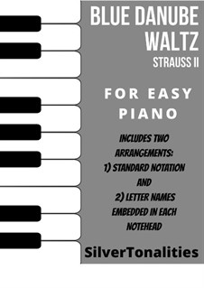 On the Beautiful Blue Danube, for Piano, Op.314: Easy sheet music combo by Johann Strauss (Sohn)