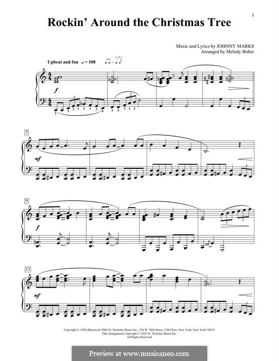 Rockin' Around the Christmas Tree: Para Piano by Johnny Marks