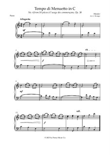 50 pièces à l'usage des commençans, No.4 Tempo di Menuetto in C, Op.38: Para Piano by Johann Wilhelm Hässler