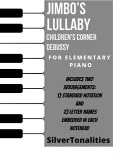 No.2 Jimbo's Lullaby: For easy elementary piano sheet music combo by Claude Debussy