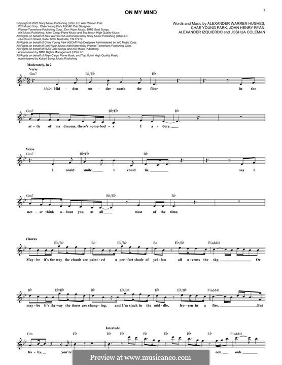 On My Mind (Alex Warren and ROSÉ): para teclado by Joshua Coleman, John Henry Ryan, Alexander Izquierdo