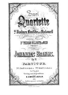 String Quartet No.2 in A Minor, Op.51: Partitura completa by Johannes Brahms