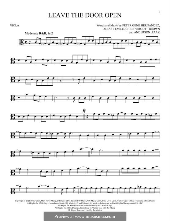 Leave The Door Open (Silk Sonic): para viola by Bruno Mars