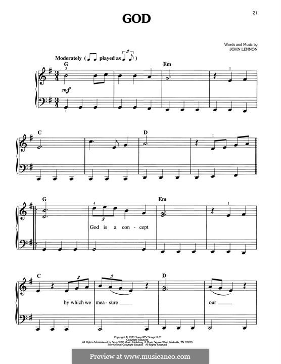 God: Para Piano by John Lennon