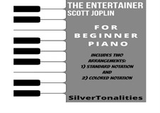 The Entertainer, for Piano: Beginner Piano Colored Notation Sheet Music Combo by Scott Joplin