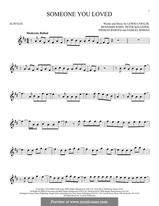 Someone You Loved: para Saxofone Alto by Benjamin Kohn, Peter Kelleher, Thomas Barnes, Samuel Roman, Lewis Capaldi