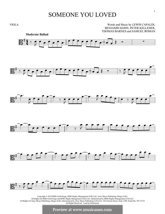 Someone You Loved: para viola by Benjamin Kohn, Peter Kelleher, Thomas Barnes, Samuel Roman, Lewis Capaldi