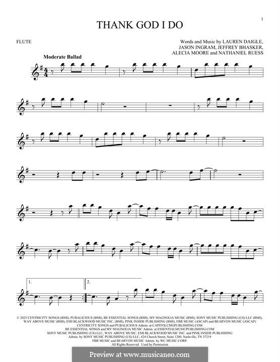 Thank God I Do (Lauren Daigle): para flauta by Alecia Moore, Jason David Ingram