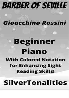 Overture: For beginner Piano Sheet Music with Colored Notation by Gioacchino Rossini