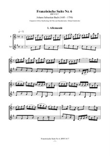 Suite No.6 in E Major, BWV 817: For flute and bass clarinet by Johann Sebastian Bach