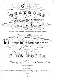 Two Quartets for Two Guitars (or Guitar and Viola), Violin and Cello, Op.19: Quartet No.1 in D Major by François de Fossa