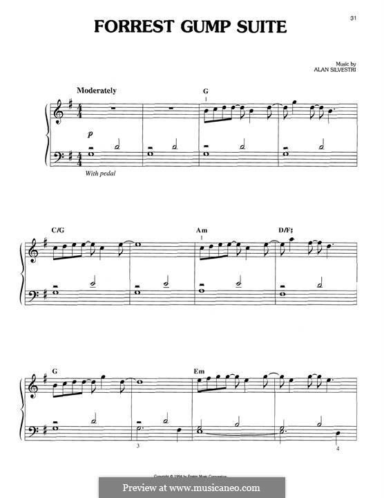 Forrest Gump Suite (Theme): Para Piano by Alan Silvestri