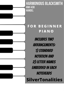 Suite No.5 in E Major, HWV 430: Theme, for beginner piano sheet music combo by Georg Friedrich Händel
