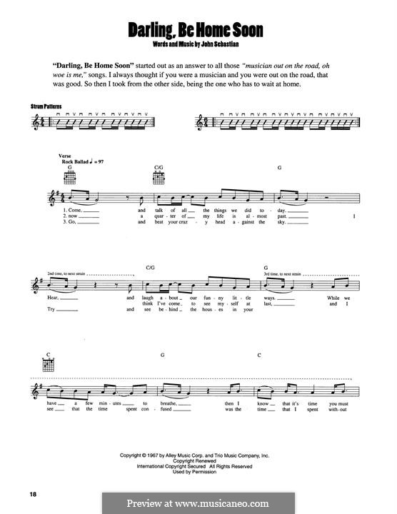 Darling, Be Home Soon (The Lovin' Spoonful): Para Guitarra by John B. Sebastian