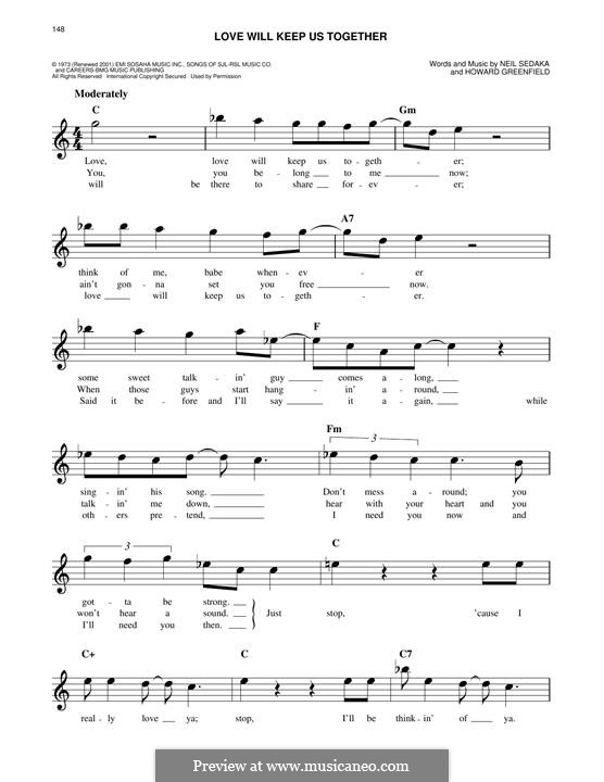 Love Will Keep Us Together (The Captain & Tennille): melodia by Howard Greenfield, Neil Sedaka