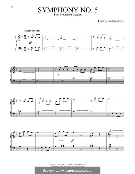 Movement I (Excerpt): Para Piano by Ludwig van Beethoven