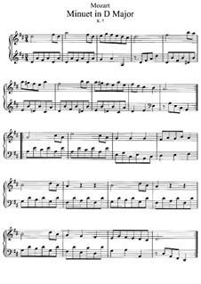 Sonata for Violin and Piano in D Major, K.7: minueto, para piano by Wolfgang Amadeus Mozart