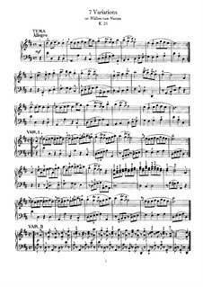 Seven Variations on 'Wilhelm von Nassan', K.25: Para Piano by Wolfgang Amadeus Mozart