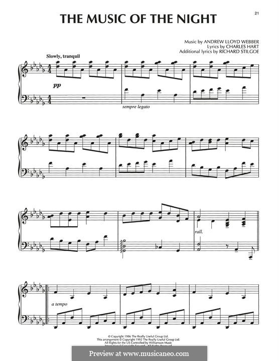 The Music of the Night (instrumental version): Para Piano by Andrew Lloyd Webber