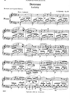 Lullaby, Op.13: Para Piano by Alexander Ilyinsky