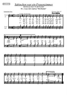 Zyklus Morilladen: Nr.2 Sabinchen war ein Frauenzimmer, Op.67 by folklore
