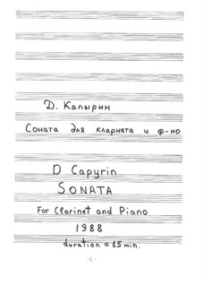 Sonata for Clarinet and Piano: partitura by Dmitri Capyrin
