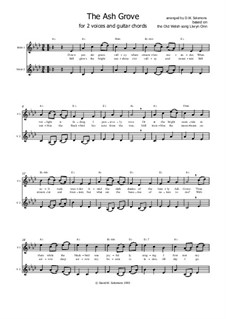 The Ash Grove: For soprano, alto and guitar chords (versions in A flat, G, B flat, C and D) by folklore