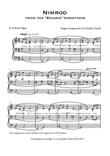 Variation No.9 'Nimrod': For organ (key of C) by Edward Elgar
