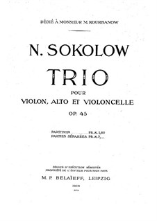 String Trio in D Minor, Op.45: String Trio in D Minor by Nikolay Sokolov