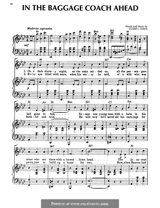 In the Baggage Coach Ahead: Para vocais e piano by Gussie Lord Davis