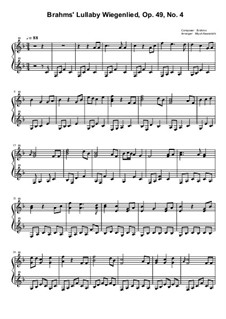 No.4 Cradle Song: For toy piano by Johannes Brahms