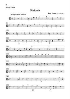 Sinfonia in D Minor for Strings and Basso Continuo: parte viola alta by Per Brant