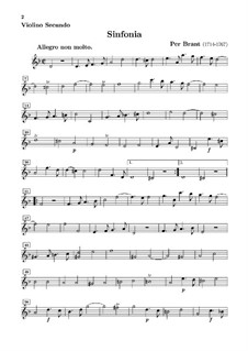 Sinfonia in D Minor for Strings and Basso Continuo: violino parte II by Per Brant