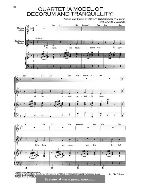 Quartet (a Model of Decorum and Tranquillity): Para vocais e piano by Benny Andersson, Björn Ulvaeus