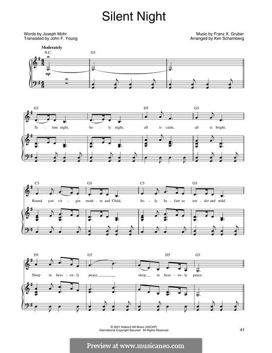 Vocal version: For voice and piano or guitar (Linda Eder) by Franz Xaver Gruber
