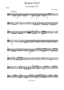 String Quartet No.2 in D Major, K.155: parte viola by Wolfgang Amadeus Mozart