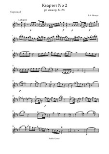 String Quartet No.2 in D Major, K.155: partes by Wolfgang Amadeus Mozart