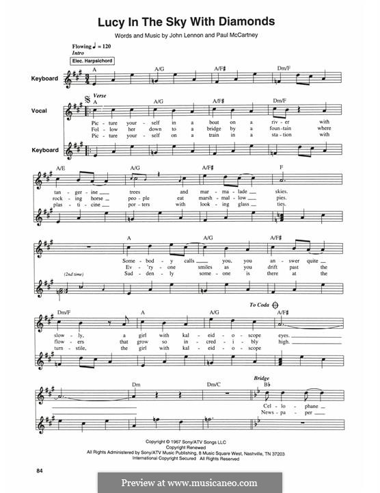 Lucy in the Sky with Diamonds (The Beatles): Para vocais e piano by John Lennon, Paul McCartney