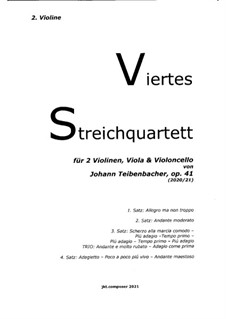 4th String Quartet (2020/21), Op.41: 2nd Violin by Johann Teibenbacher