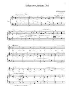 Dolce amore, bendato Dio: Partitura Piano-vocal by Pietro Francesco Cavalli