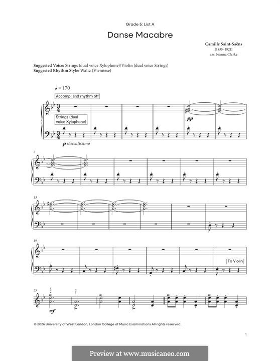 Danse macabre (The Dance of Death), Op.40: For piano (fragment) by Camille Saint-Saëns