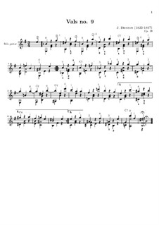 Waltz No.9: arranjos para guitarra by Johannes Brahms