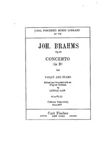 Concerto for Violin and Orchestra in D Major, Op.77: versão para violino e piano by Johannes Brahms