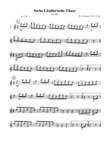 Six German Dances, K.606: For trio by Wolfgang Amadeus Mozart