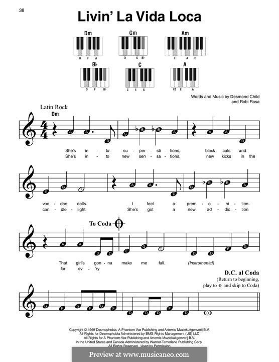 Livin' la vida loca (Ricky Martin): Para Piano by Desmond Child, Robi Rosa