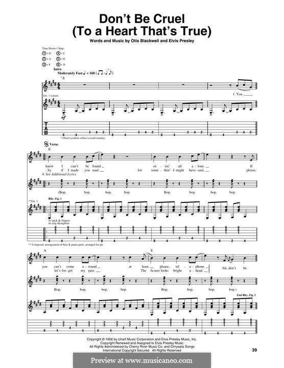 Don't Be Cruel: Para Guitarra by Elvis Presley, Otis Blackwell