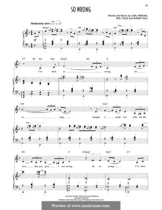 So Wrong (Patsy Cline): Para vocais e piano by Carl Lee Perkins